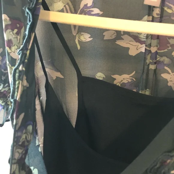 Converse | Navy Floral Short Sleeve Ruffle Print Fit & Flare Dress Size S - Picture 8 of 13